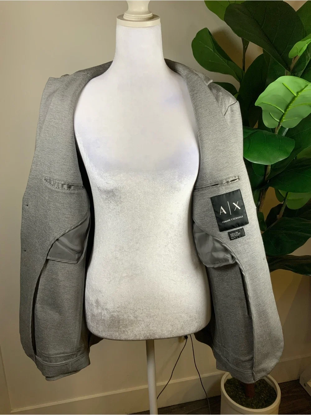 Armani Exchange Light Gray Single-Breasted Blazer